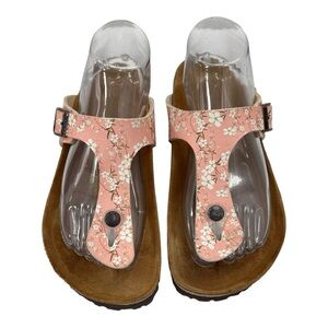Birkenstock Women's Papillio by Birkenstock Pink Floral Gizeh Sandals Size  7
